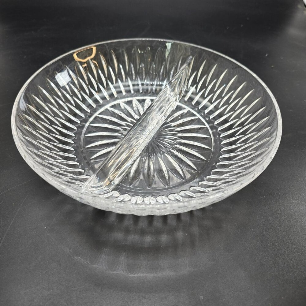 Princess House Divided Relish Dish With Starburst Pattern 8" Vintage VL4034
